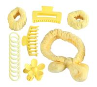 Uqezagpa Juego de accesorios para el cuidado de la piel para maquillaje, ducha, deportes, diadema única con lazo y muñequeras