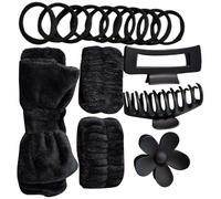 Uqezagpa Juego de accesorios para el cuidado de la piel para maquillaje, ducha, deportes, diadema única con lazo y muñequeras