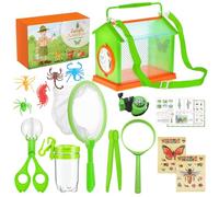 Uqezagpa Juego de aventuras al aire libre para niños, incluye caja de observación, práctico recogedor de cuchara y red de mariposas para descubrimiento al aire libre