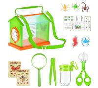 Uqezagpa Juego de aventuras al aire libre para niños, incluye caja de observación, práctico recogedor de cuchara y red de mariposas para descubrimiento al aire libre