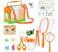 Uqezagpa Juego de aventuras al aire libre para niños, incluye caja de observación, práctico recogedor de cuchara y red de mariposas para descubrimiento al aire libre