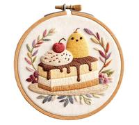 Uqezagpa Juego de bordado con temática de postre con aro de costura e instrucciones (idioma español no garantizado) para principiantes