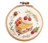 Uqezagpa Juego de bordado con temática de postre con aro de costura e instrucciones (idioma español no garantizado) para principiantes