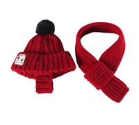 Uqezagpa Juego de gorro de invierno para perro, bufanda, gorro de punto para mascotas, gorro cálido de invierno para perros, accesorios para el cuello, calentador de orejas para gatos