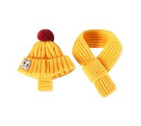 Uqezagpa Juego de gorro de invierno para perro, bufanda, gorro de punto para mascotas, gorro cálido de invierno para perros, accesorios para el cuello, calentador de orejas para gatos