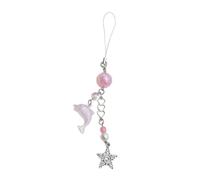 Uqezagpa Llavero con diseño de delfín de dibujos animados para teléfono celular, elegante colgante de aleación acrílica para mochila, bolso, bolsa, decoración de cuentas en forma de estrella, B, Talla