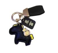Uqezagpa Llavero con forma de caballo de la suerte, accesorio de aleación de cuero, colgante que simboliza pronto tendrá dinero para una buena riqueza, bonito adorno para bolso, Negro, B
