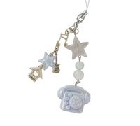 Uqezagpa Llavero de teléfono retro de resina vintage para teléfono, llavero ligero para decoración del hogar, elegante dije de bolsa, azul, Hanging rope