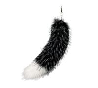 Uqezagpa Llavero grande y colorido con colgante de piel artificial de felpa, con forma de cola de animal, adorno elegante para mujeres de moda, llavero de decoración interior de coche, Negro Tibai