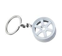 Uqezagpa Llavero portátil con forma de rueda, adecuado para creadores de tendencias y cualquier persona que busque un estilo distintivo, llavero de rueda pequeña, blanco, Talla única