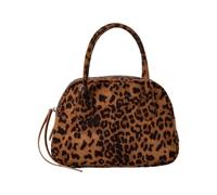 Uqezagpa Lujosa bolsa de hombro de ante de moda con múltiples bolsillos para el trabajo y viajes, Leopardo marrón