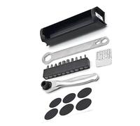 Uqezagpa Maletín de reparación de bicicletas con compartimento de almacenamiento integrado y sistemas de retención, accesorios de reparación de bicicleta, contenedor de herramientas de marco interno