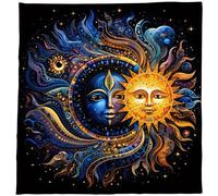 Uqezagpa Mantel cuadrado de adivinaciones y astrología del sol, mantel de tarots, mantel de cartas, mantel de brujería, suministros de altares, tarots, tarjeta de tela