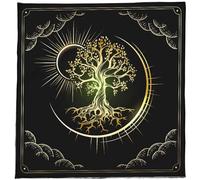 Uqezagpa Mantel de tarots con diseño de luna y sol y árbol de adivinaciones, tapiz, astrología, brujería, decoración de pared, tarjetas de adivinaciones, decoración de pared