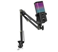 Uqezagpa Micrófono profesional de PC en tiempo real, con forma de corazón, luces ajustables para juegos, transmisión en vivo, micrófono USB para podcast