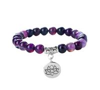 Uqezagpa Moderna pulsera elástica ajustable de 8 mm con colgante de loto intrincado para uso diario elástico, talla única, como se describe