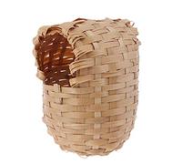 Uqezagpa Nido de pájaro con gancho de metal, accesorios de jaula natural tejida a mano, refugio para colgar casa, pinzón tejido, ramita de hierba, pájaros, nidos de hierba para jaulas