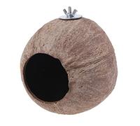 Uqezagpa Nido de pájaro de 2.4 pulgadas con apertura de agujero de coco para conchas, casa de anidación para periquitos, juguete de coco natural para juguetes de jaula, gris africano, loros pequeños