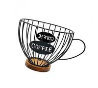 Uqezagpa Organizador de café de metal, práctico dispensador de cápsulas de café de gran capacidad, soporte para cesta de almacenamiento, herramienta de organización del hogar