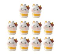 Uqezagpa Paquete de 10 colgantes de felpa de dibujos animados, accesorios de manualidades, suministros de manualidades, parte de joyería, colgante para hacer a mano con animales, talla única, como se