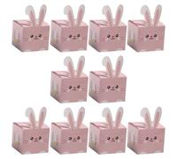 Uqezagpa Paquete de 10 elegantes cajas de dulces de conejos de Pascua para niños, suministros de fiesta y primavera