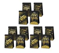 Uqezagpa Paquete de 12 bolsas de papel de Navidad y bolsas de envoltura de calcomanías para dulces y pequeños regalos de fiesta de Año Nuevo
