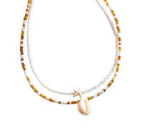 Uqezagpa Paquete de 2 estilos de collar con colgante de doble capa de estrellas de mar y concha para mujer y moda, 13cm x 15cm x 2cm, Mi Zhu