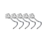 Uqezagpa Paquete de 5 prácticos anillos de aleación resistentes para la nariz y tachuelas en forma de L y diseños de aro con acento de circonita cúbica, uso casual, TT, como se describe, como se