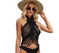 Uqezagpa Pareo de traje de baño para mujer, falda envolvente de punto hueco, bufanda transparente, traje de baño, falda envolvente de playa para mujer, cubierta corta