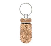 Uqezagpa Pastillero de diamantes de imitación pequeño de aleación de aluminio, llavero de almacenamiento para viajes y exteriores