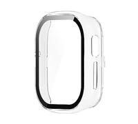 Uqezagpa Película de vidrio templado + funda protectora de pantalla de cobertura completa, marco duro antiarañazos, carcasa de reloj para reloj 4, funda protectora de pantalla de vidrio templado a