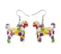 Uqezagpa Pendientes colgantes de moda únicos, aretes de aro coloridos con flores y animales, joyería para mujer, 2.73x3.12in, Acero inoxidable acrílico, berilo