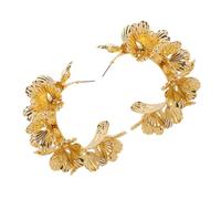 Uqezagpa Pendientes de flor en forma de C exagerados, accesorio de moda para mujer, portátil, dorado y plateado, cómodos, Size 4.3x5.3cm/1.69x2.09inch, Metal