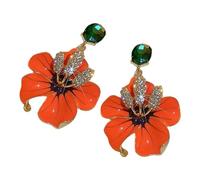 Uqezagpa Pendientes de tuerca únicos con diseño de flores, impermeables, con textura de cobre, adecuados para varias ocasiones, 6*4cm, Cobre, berilo