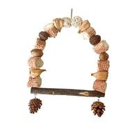 Uqezagpa Percha de pie para pájaros, juguete para masticar, con piñas para entretenimiento de pájaros de todos los tamaños