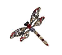 Uqezagpa Pin de solapa sofisticado de libélulas con diseños de aceite goteando, accesorio de contraste para suministros de fiesta, Size 5x6.1cm/1.97x2.4inch, Metal, Berilo
