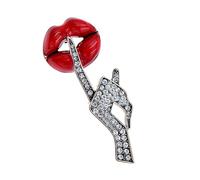 Uqezagpa Pin de solapa sofisticado de moda para traje de labios con diseños de aceite goteando, accesorio de contraste para suministros de fiesta, Size 2.2x4.8cm/0.87x1.89inch, Metal, Berilo