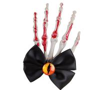 Uqezagpa Pinza para el pelo sangrienta con lazo para Halloween, pinza plana para Halloween, horquilla para el pelo elegante