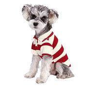 Uqezagpa Polo para perros pequeños, camiseta a rayas para cachorros, accesorios para fotos, traje de 2 patas, ropa para mascotas, camisa de rayas para mascotas, ropa de moda para mascotas