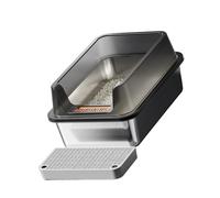 Uqezagpa Práctica caja de arena de acero inoxidable con pedales de filtro para menos desorden, fácil de limpiar, entrada baja, adecuada para gatos de cualquier edad
