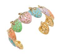 Uqezagpa Pulsera ajustable de acero inoxidable con diseño vibrante de goteo, diseño de fresa, joyería ajustable para combinar con tu atuendo diario esmaltado de fresa, talla única, como se describe