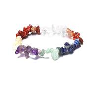 Uqezagpa Pulsera de cuentas de cristal de chakras naturales de color natural para hombres y mujeres, con rodillo irregular, alineación, grava, piedras preciosas, talla única, como se describe