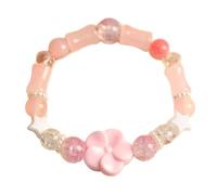 Uqezagpa Pulsera floral de dopamina que simboliza alegría y vitalidad para mujeres de moda que buscan joyas únicas, 17cm, Resina, berilo
