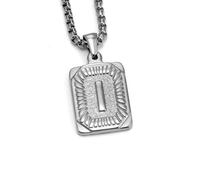 Uqezagpa Punk Styles - Collar con dije de carta de acero inoxidable con textura cuadrada, joyería para carta, 60cm 2.4*1.6cm, acero de titanio, No es una piedra preciosa