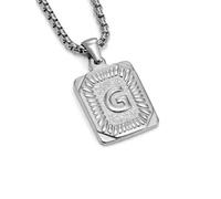 Uqezagpa Punk Styles - Collar con dije de carta de acero inoxidable con textura cuadrada, joyería para carta, 60cm 2.4*1.6cm, acero de titanio, No es una piedra preciosa