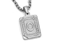 Uqezagpa Punk Styles - Collar con dije de carta de acero inoxidable con textura cuadrada, joyería para carta, 60cm 2.4*1.6cm, acero de titanio, No es una piedra preciosa