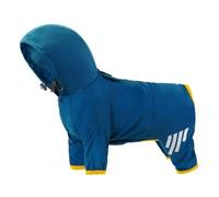 Uqezagpa Ropa impermeable para perro, resistente al viento, para las cuatro estaciones, para caminar, al aire libre, con rayas reflectantes, ajustable, con capucha