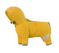 Uqezagpa Ropa impermeable para perro, resistente al viento, para las cuatro estaciones, para caminar, al aire libre, con rayas reflectantes, ajustable, con capucha
