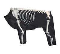 Uqezagpa Ropa para perro, disfraz de esqueleto, sudadera con capucha, camisa de bichón, sudadera de 4 patas, camiseta de moda para cachorros, disfraz para mascotas, tamaño 2X-grande, negro, poliéster