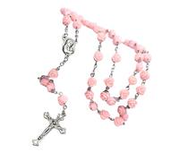Uqezagpa Rosario católico con colgante de cruz para oración, fe y moda, 4.2*2.2CM Length 14.5cm Length 52cm, Resina, aleación